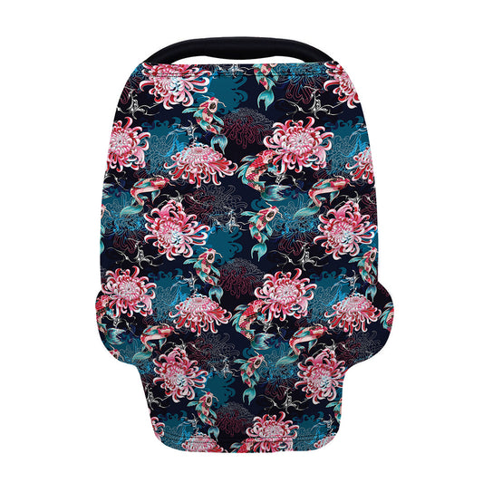 Japanese Koi And Chrysanthemums Print Baby Seat Cover
