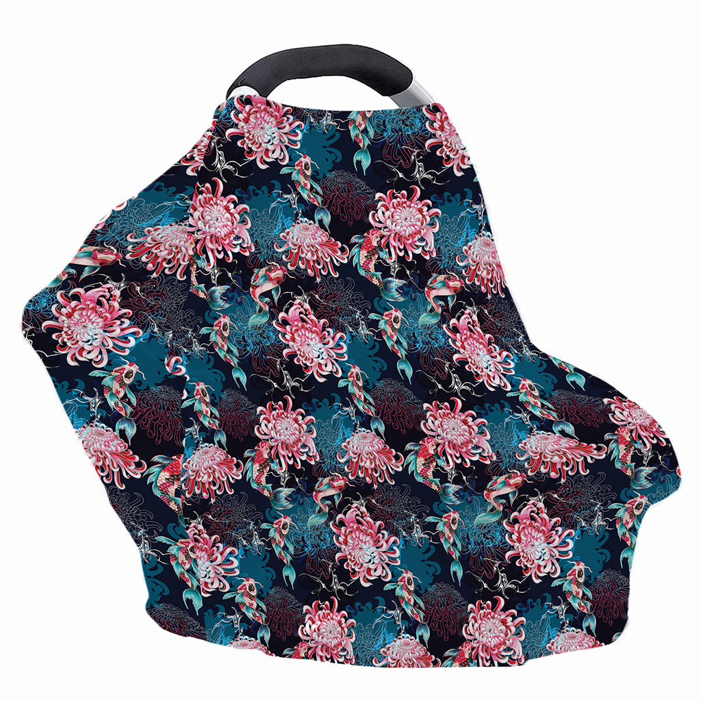 Japanese Koi And Chrysanthemums Print Baby Seat Cover