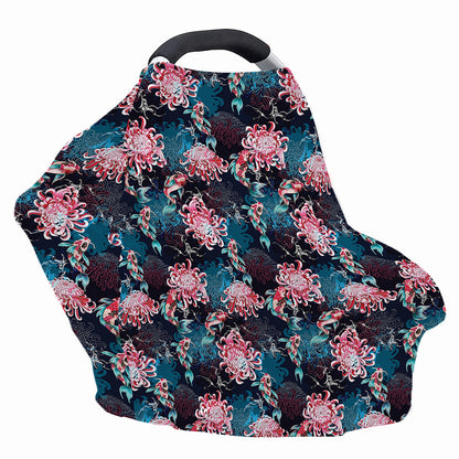 Japanese Koi And Chrysanthemums Print Baby Seat Cover