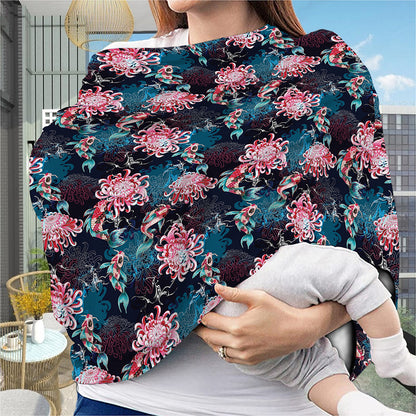 Japanese Koi And Chrysanthemums Print Baby Seat Cover