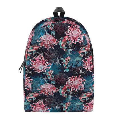 Japanese Koi And Chrysanthemums Print Backpack