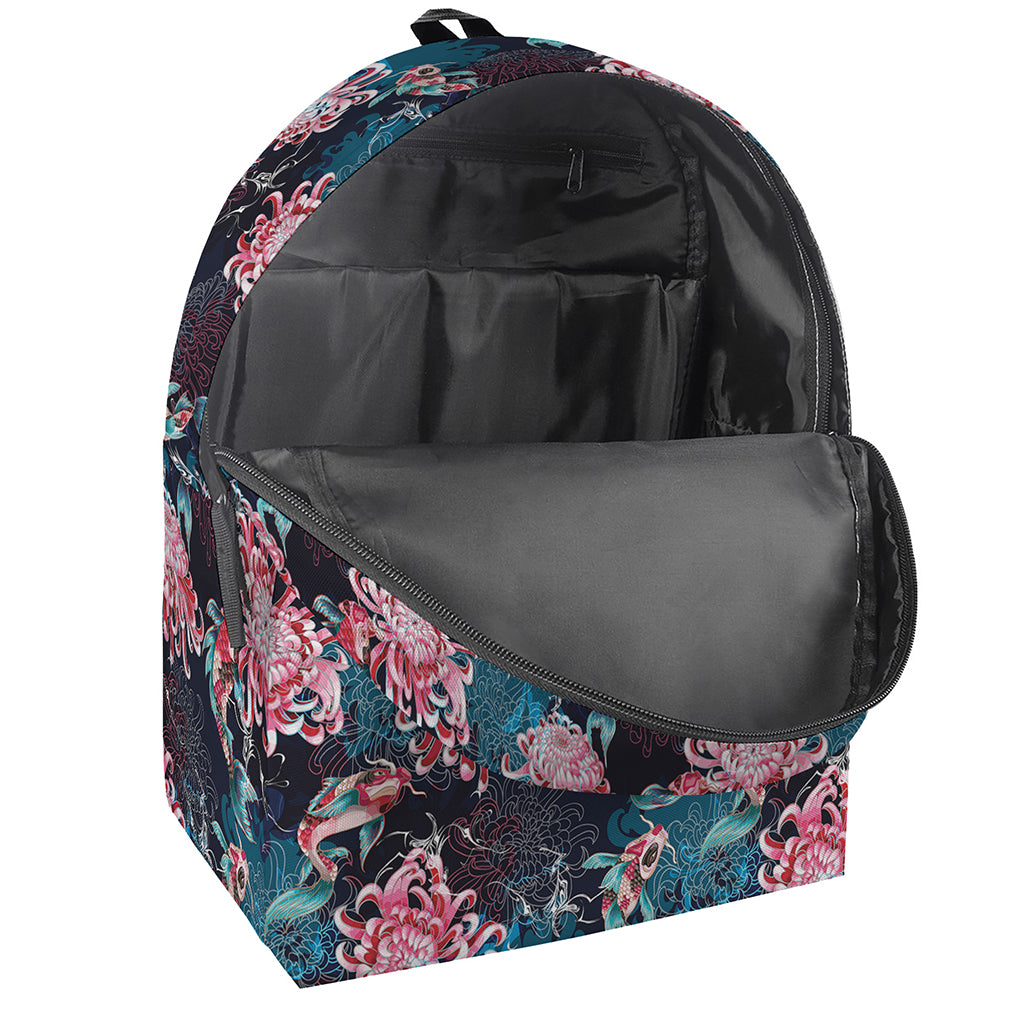 Japanese Koi And Chrysanthemums Print Backpack