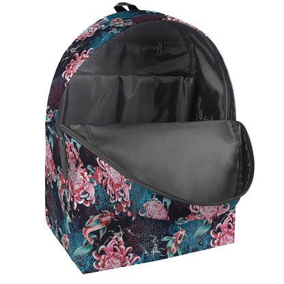 Japanese Koi And Chrysanthemums Print Backpack