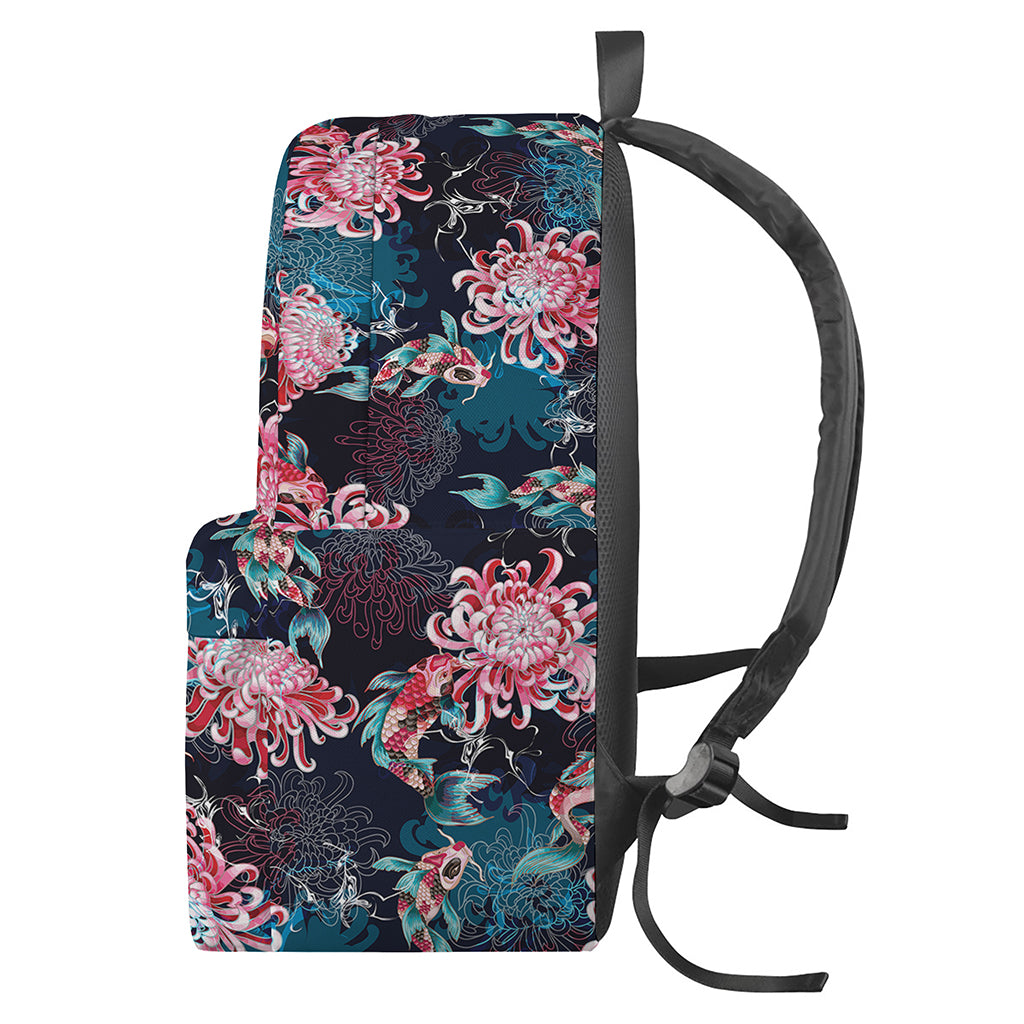 Japanese Koi And Chrysanthemums Print Backpack