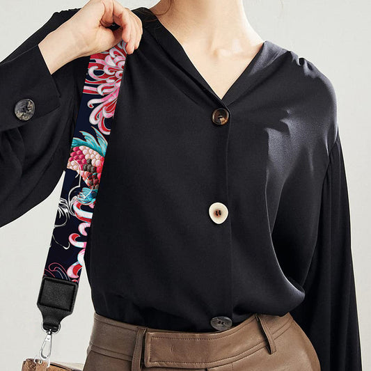 Japanese Koi And Chrysanthemums Print Bag Strap
