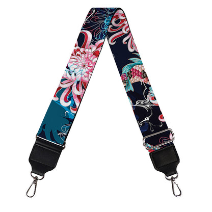 Japanese Koi And Chrysanthemums Print Bag Strap