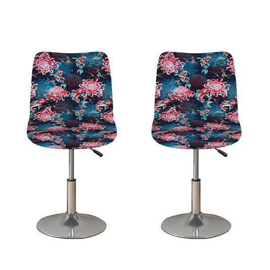 Japanese Koi And Chrysanthemums Print Bar Stool Covers