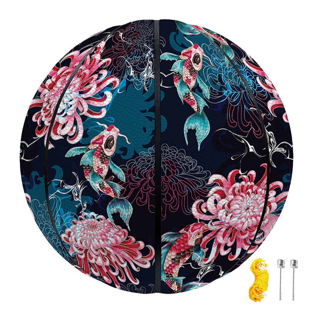 Japanese Koi And Chrysanthemums Print Basketball