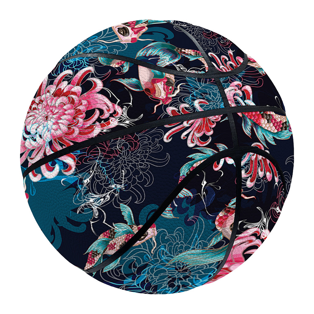 Japanese Koi And Chrysanthemums Print Basketball
