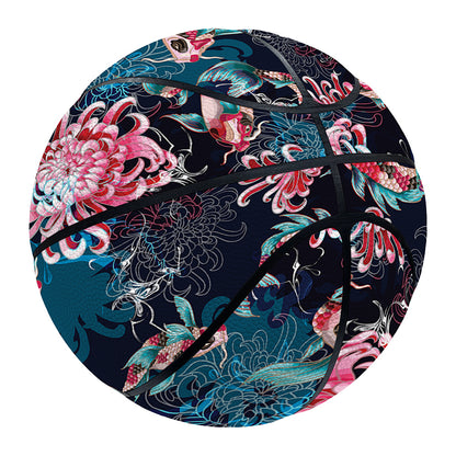Japanese Koi And Chrysanthemums Print Basketball