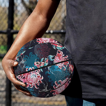 Japanese Koi And Chrysanthemums Print Basketball