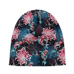 Japanese Koi And Chrysanthemums Print Beanie