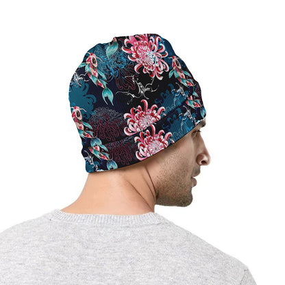 Japanese Koi And Chrysanthemums Print Beanie