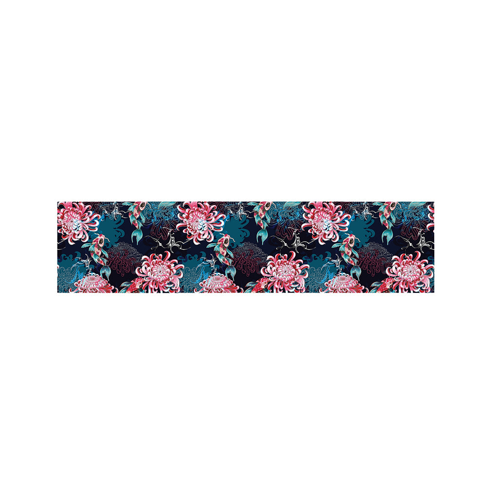 Japanese Koi And Chrysanthemums Print Bed Runner