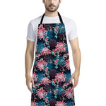 Japanese Koi And Chrysanthemums Print Bib Apron With Pocket