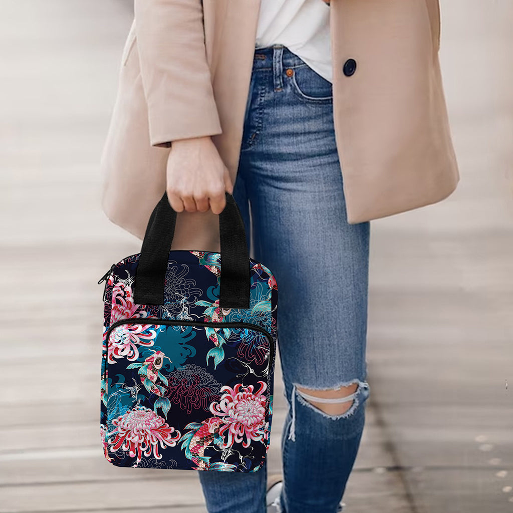 Japanese Koi And Chrysanthemums Print Bible Tote Bag