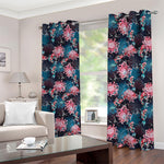 Japanese Koi And Chrysanthemums Print Blackout Grommet Curtains