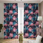 Japanese Koi And Chrysanthemums Print Blackout Pencil Pleat Curtains