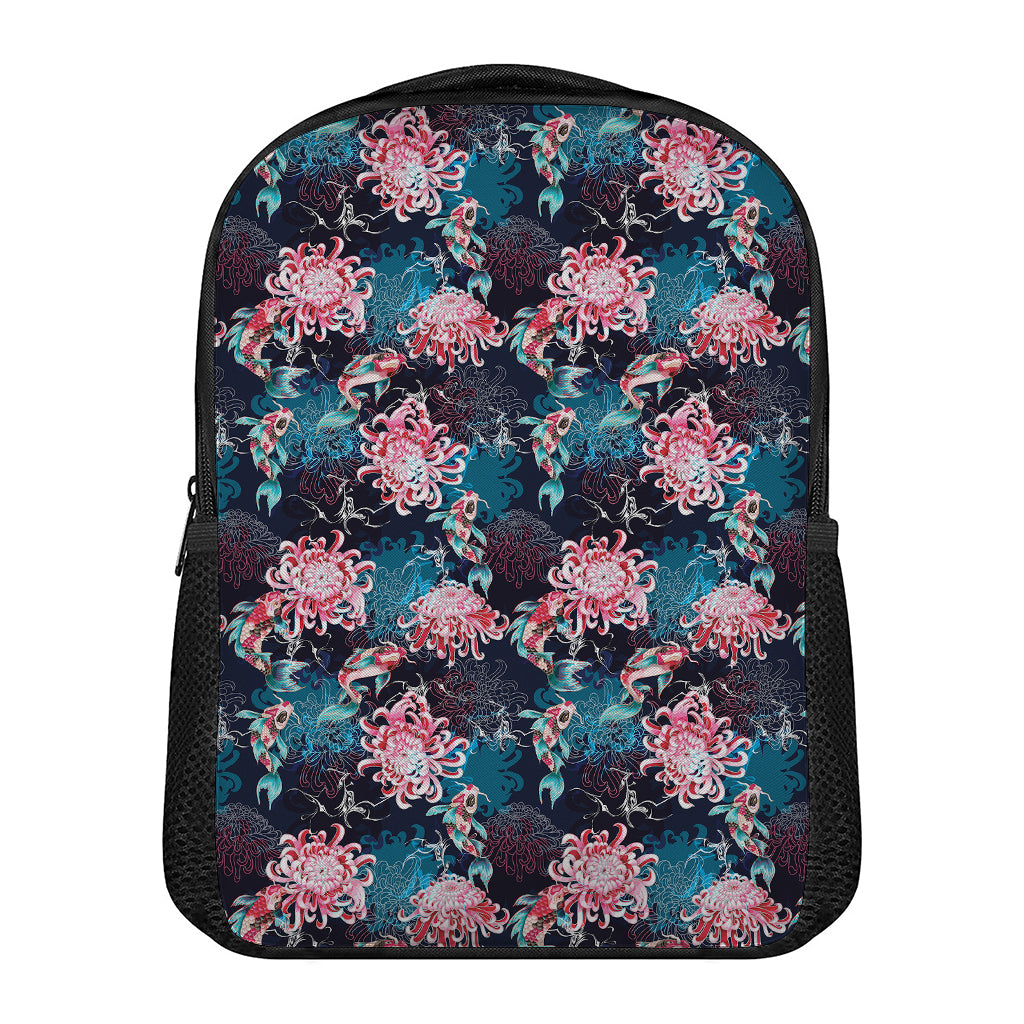 Japanese Koi And Chrysanthemums Print Casual Backpack