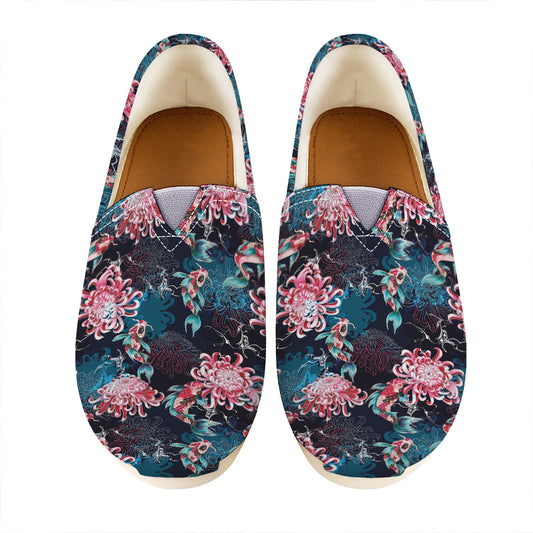 Japanese Koi And Chrysanthemums Print Casual Shoes