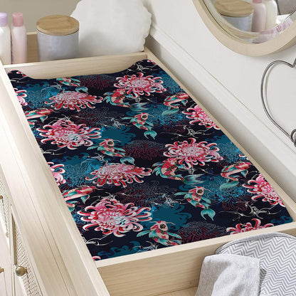 Japanese Koi And Chrysanthemums Print Changing Pad Cover