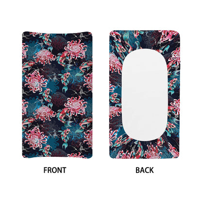 Japanese Koi And Chrysanthemums Print Changing Pad Cover