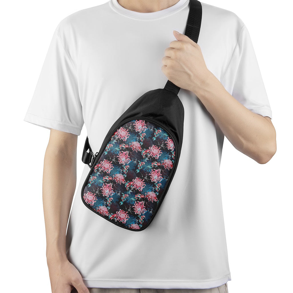 Japanese Koi And Chrysanthemums Print Chest Bag