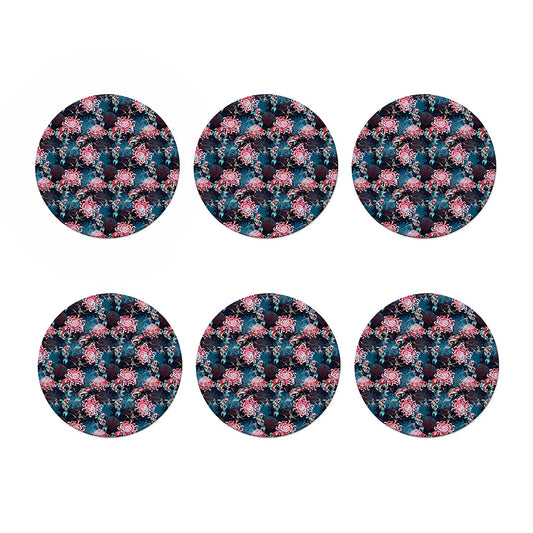 Japanese Koi And Chrysanthemums Print Coaster Set