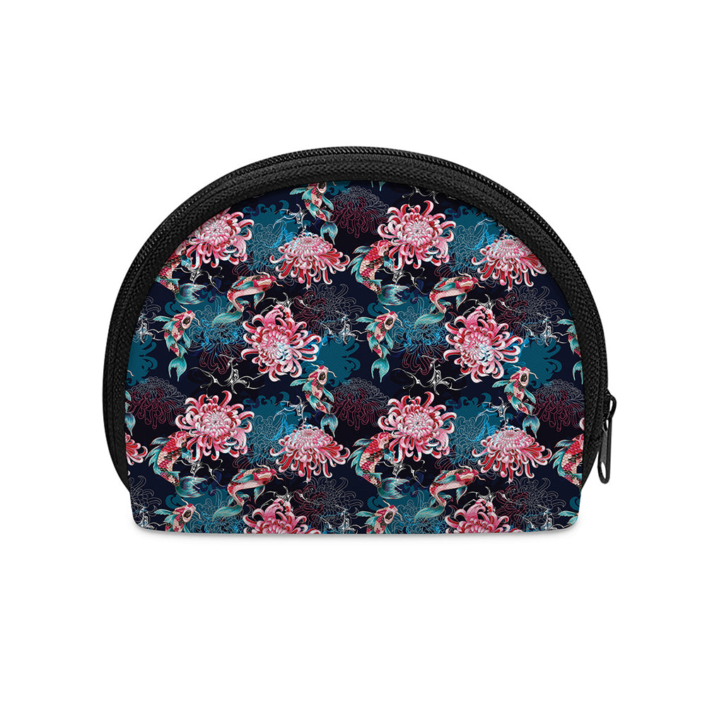 Japanese Koi And Chrysanthemums Print Coin Purse