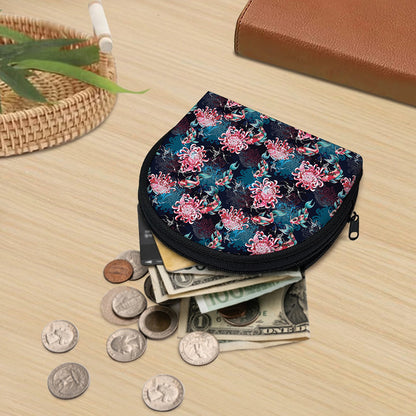 Japanese Koi And Chrysanthemums Print Coin Purse