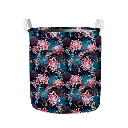 Japanese Koi And Chrysanthemums Print Collapsible Laundry Basket