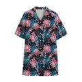 Japanese Koi And Chrysanthemums Print Cotton Hawaiian Shirt