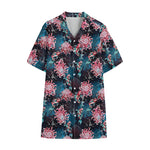 Japanese Koi And Chrysanthemums Print Cotton Hawaiian Shirt