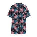 Japanese Koi And Chrysanthemums Print Cotton Hawaiian Shirt
