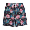 Japanese Koi And Chrysanthemums Print Cotton Shorts