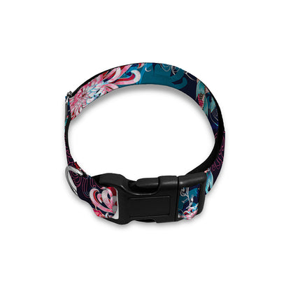 Japanese Koi And Chrysanthemums Print Dog Collar