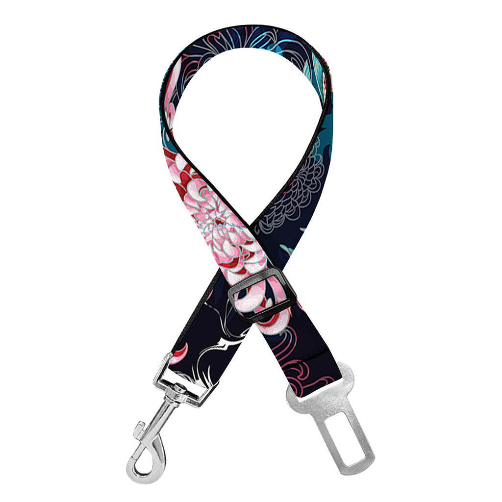 Japanese Koi And Chrysanthemums Print Dog Seat Belt
