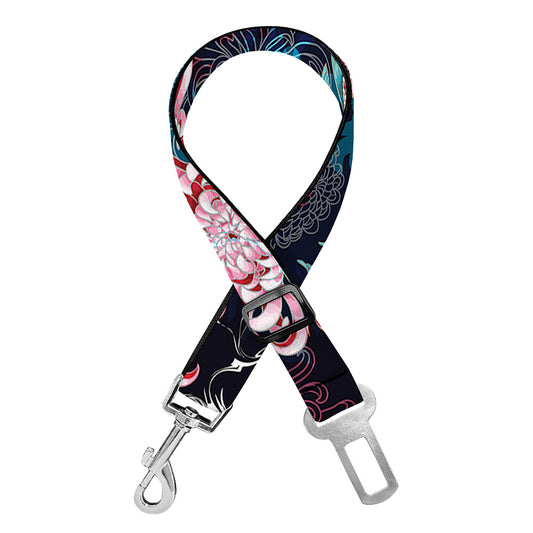 Japanese Koi And Chrysanthemums Print Dog Seat Belt