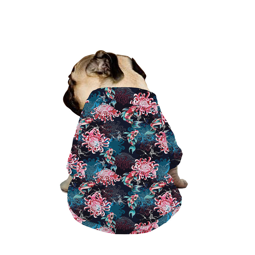 Japanese Koi And Chrysanthemums Print Dog Zip Up Jacket