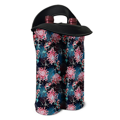 Japanese Koi And Chrysanthemums Print Double Neoprene Wine Tote