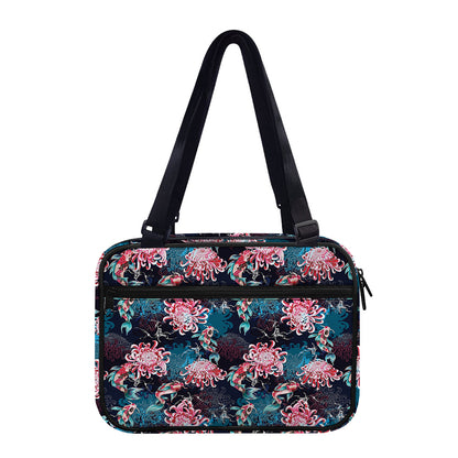 Japanese Koi And Chrysanthemums Print Double Strap Bible Bag