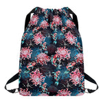 Japanese Koi And Chrysanthemums Print Drawstring Backpack
