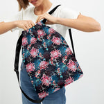 Japanese Koi And Chrysanthemums Print Drawstring Backpack