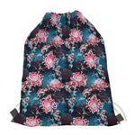 Japanese Koi And Chrysanthemums Print Drawstring Bag