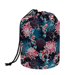 Japanese Koi And Chrysanthemums Print Drawstring Makeup Bag