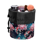 Japanese Koi And Chrysanthemums Print Drawstring Makeup Bag