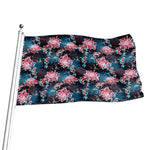 Japanese Koi And Chrysanthemums Print Flag