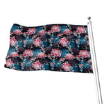 Japanese Koi And Chrysanthemums Print Flag