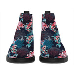 Japanese Koi And Chrysanthemums Print Flat Ankle Boots