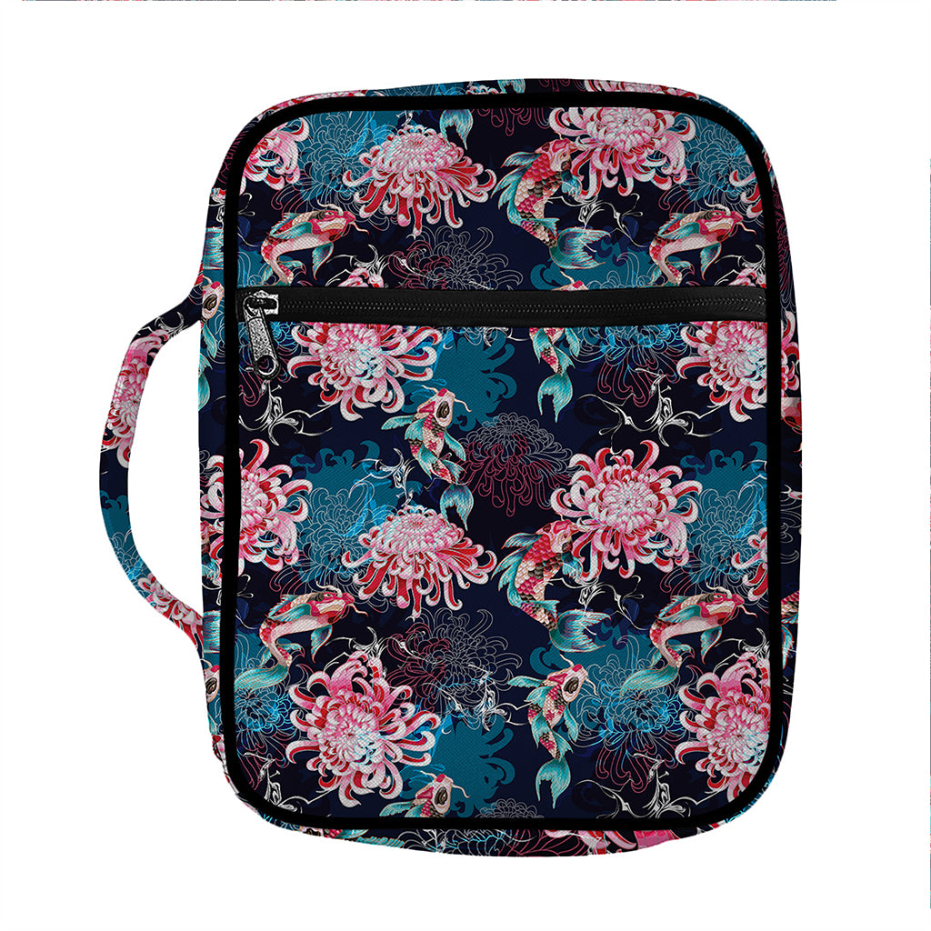 Japanese Koi And Chrysanthemums Print Front Pocket Bible Bag
